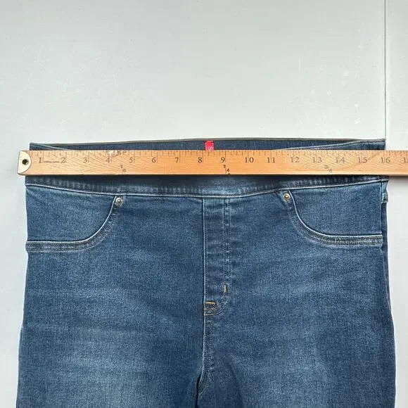 Spanx Jeans Womens Extra Large Blue Pullon Stretch Skinny Ankle Raw Hem Slimming - Picture 10 of 14